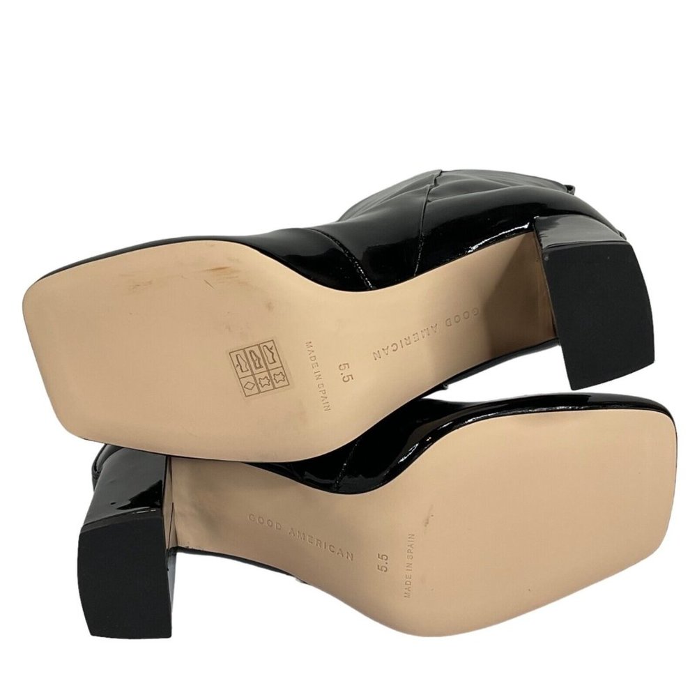 Good American Shoes Booties Womens Sz 5.5 Black Patent Block Heel $329 Nwb - Picture 8 of 12